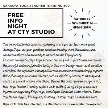 NOVEMBER 26 (SATURDAY) | Free Info Night Sakalya Yoga Teacher Training